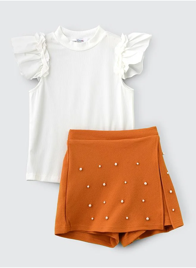 babyqlo Pearl Accent Short Two-Piece Outfit