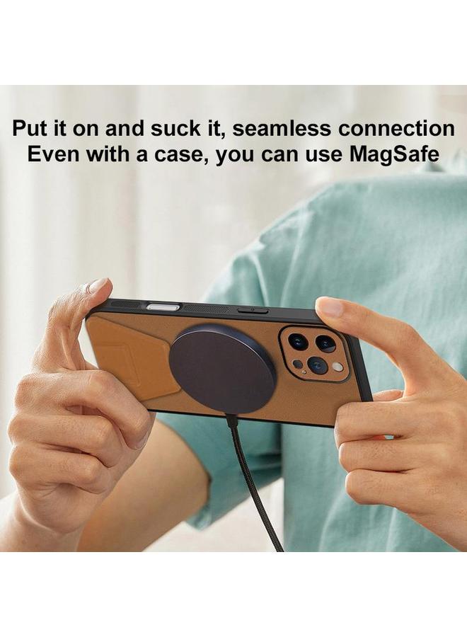 S-TOP Case For iPhone 13 Pro Sheepskin Texture MagSafe Magnetic Invisible Holder Integrated Phone Case - Image 5