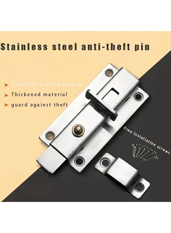 3 Inch Stainless Steel Flip Latch Lock Self Closing Slide Bolt Anti Theft Security Door Lock Easy Installation Silvery - Image 5