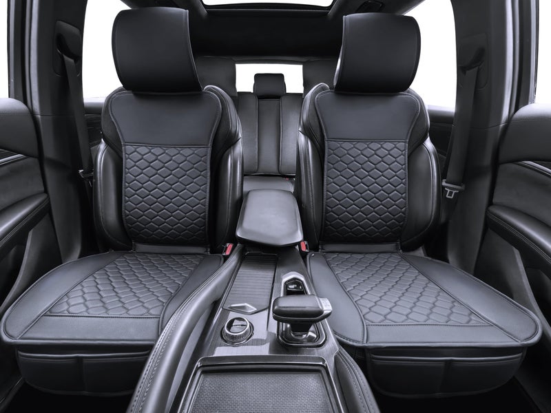 Elantrip Car Seat Cover Full Set Leather Car Seat Protector Universal fit for Most Cars SUVs and Trucks Water Proof Front and Rear Seat Protector Black - Image 2