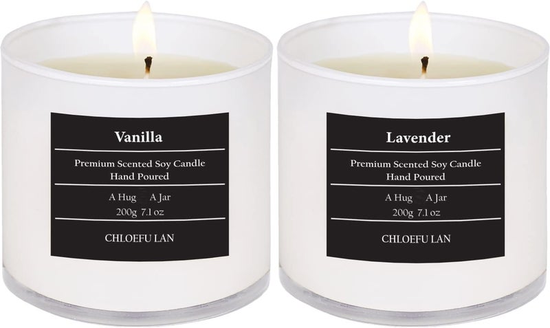 Chloefu LAN Lavender and Vanilla Candle,Highly Scented, Soy Candles for Home Scented, Home Decorative, 7.1oz|45 Hour Burning, Valentines Day Candles Gifts for Women Without Lid 2 Pack - Image 1