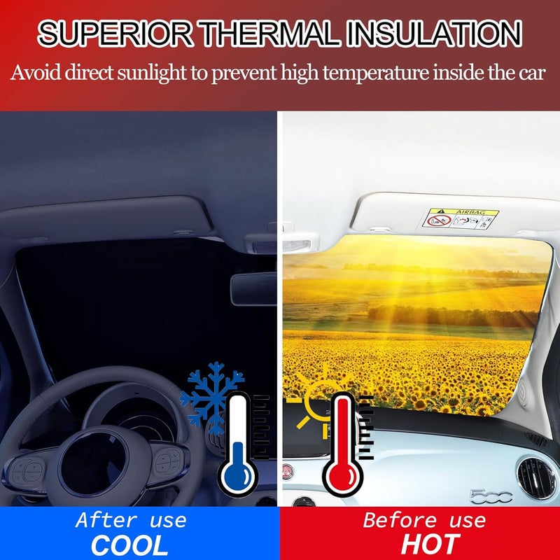 Tumukiw Front Windshield Sun Shade for Fiat 500 (2010-2022) - Image 2