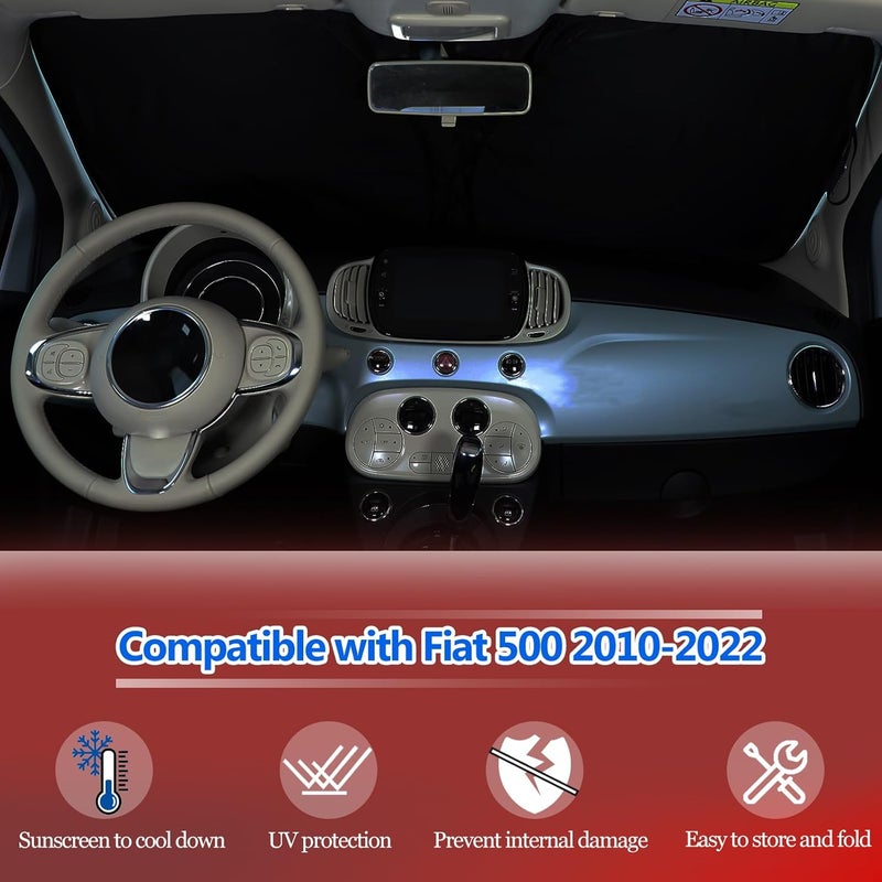 Tumukiw Front Windshield Sun Shade for Fiat 500 (2010-2022) - Image 4