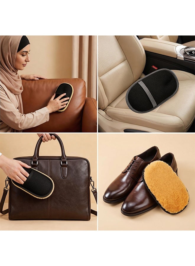2 Pcs Plush Shoe Cleaning Gloves,Soft Reusable Leather Shoe Polishing Cloths,Glove-Type Shoe Shine Tool Set,Portable Suede Polishing Gloves for Daily Shoe and Automotive Care,Khaki - Image 5
