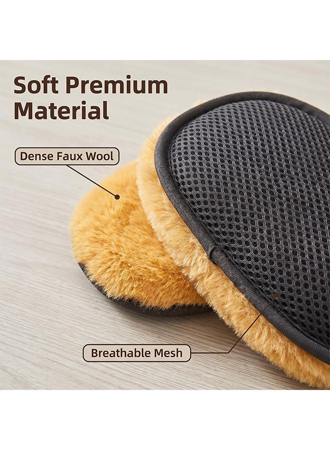 2 Pcs Plush Shoe Cleaning Gloves,Soft Reusable Leather Shoe Polishing Cloths,Glove-Type Shoe Shine Tool Set,Portable Suede Polishing Gloves for Daily Shoe and Automotive Care,Khaki - Image 4