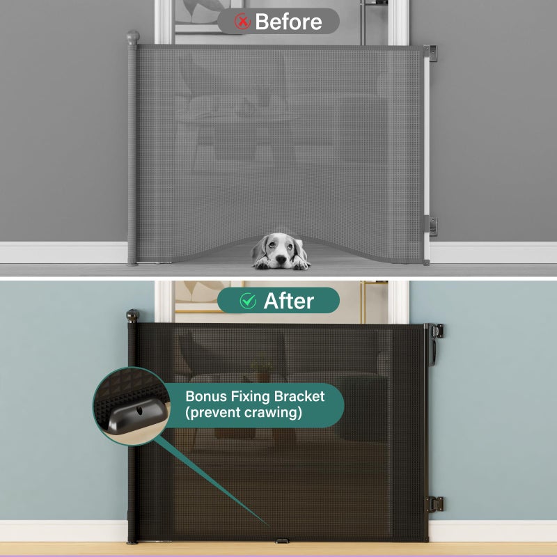Babepai Retractable Baby Gates Extra Wide | 72" Wide x 34" Tall Dog Gates for Stairs | Indoor/Outdoor Use | Child Gates for Doorways, Deck, Porch, Hallways, Patio - Black - Image 4