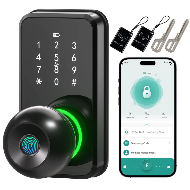 Linkthai Smart Door Lock with Knob, LinkThai Keyless Entry Fingerprint Lock with Touchscreen Keypad, Electronic Knob Digital Lock for Front Door, Easy Installation - Image 1