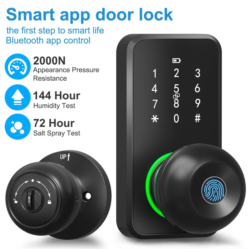 Linkthai Smart Door Lock with Knob, LinkThai Keyless Entry Fingerprint Lock with Touchscreen Keypad, Electronic Knob Digital Lock for Front Door, Easy Installation - Image 2