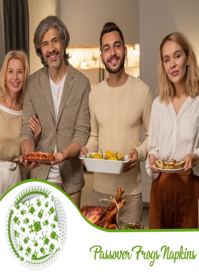 LIUBUJINGYING 100 Pcs Passover Napkins Passover 10 Plagues Frogs Paper Napkins Seder Pesach Disposable Napkin Disposable Hand Napkin Towels Paper Goods Set for Bathroom Kitchen Party Supply Table Decor - Image 4