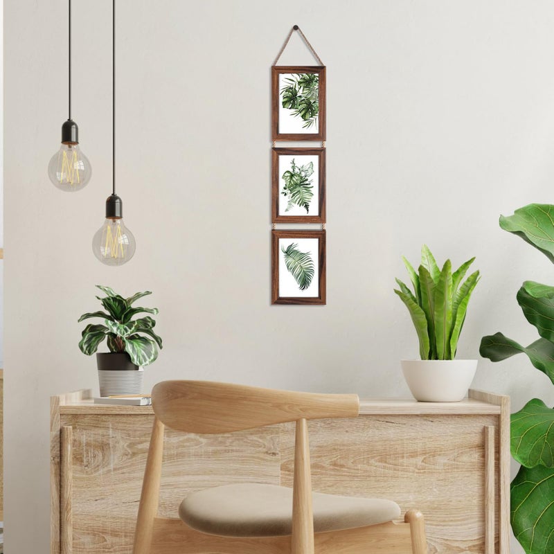 Lavezee 4x6 Collage Triple Picture Frames مجموعة Walnut Brown 6 فتحة معلقة إطارًا رأسيًا مصنوعًا لعرض 4 × 6 بوصات طباعة للديكور الجدار - Image 5