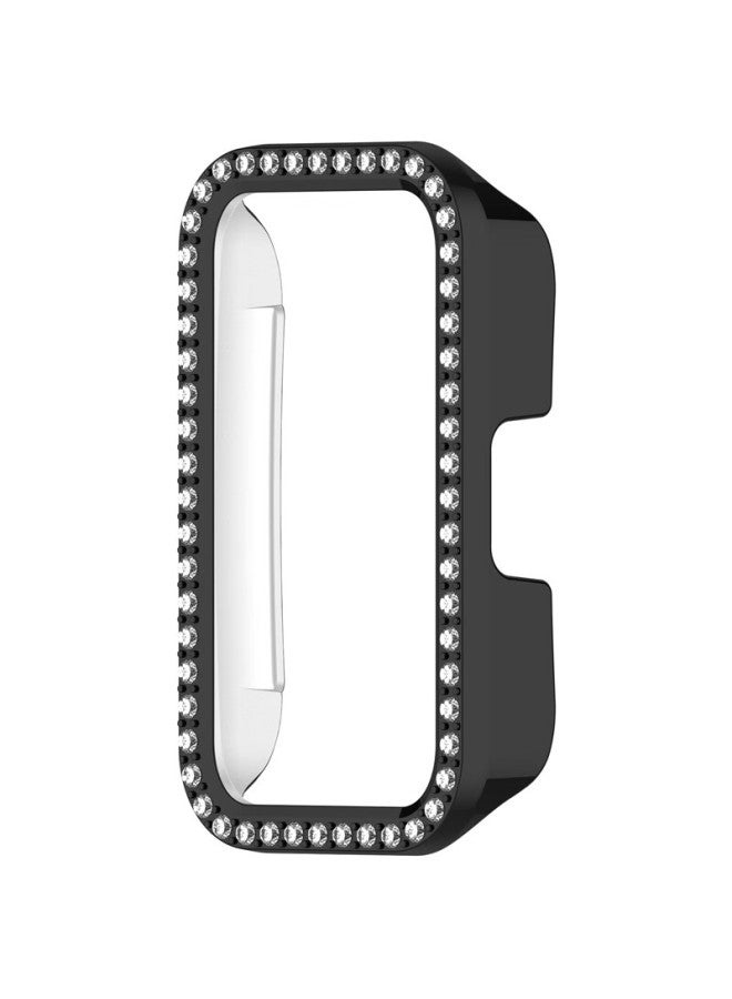 Kmaxai Compatible With Huawei Band 10/9/8 Nfc Diamond-encrusted Protective Case, Watch Screen Protector Hydrogel Film, Dial Protective Cover, Women's Watch Shell Soft Film Anti-scratch Frame, Black