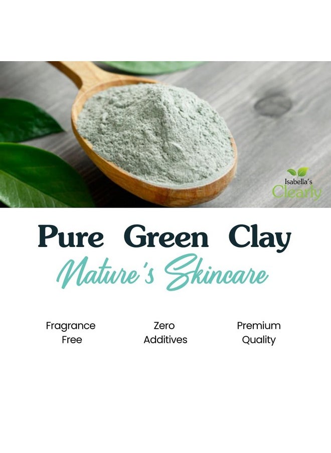 Isabella's Clearly - Clearly Clay Deep Pore Cleansing Skin Softening Facial Mask 100% Pure French Green Clay Powder For Acne Blackheads Dry Skin Oily Skin Non Drying Anti Aging Natural Mineral Clay (Bulk 8 Oz) - Image 1