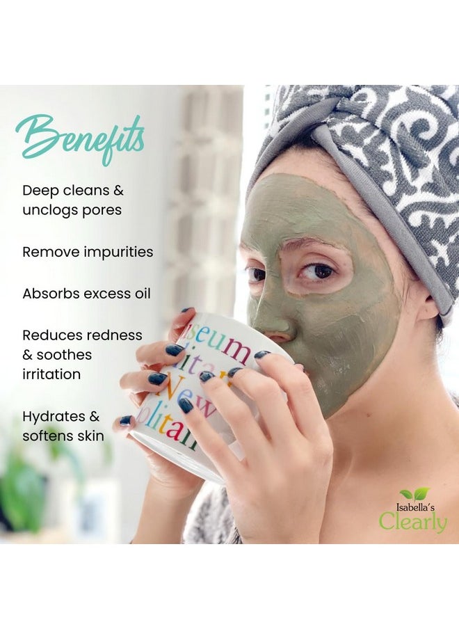 Isabella's Clearly - Clearly Clay Deep Pore Cleansing Skin Softening Facial Mask 100% Pure French Green Clay Powder For Acne Blackheads Dry Skin Oily Skin Non Drying Anti Aging Natural Mineral Clay (Bulk 8 Oz) - Image 1