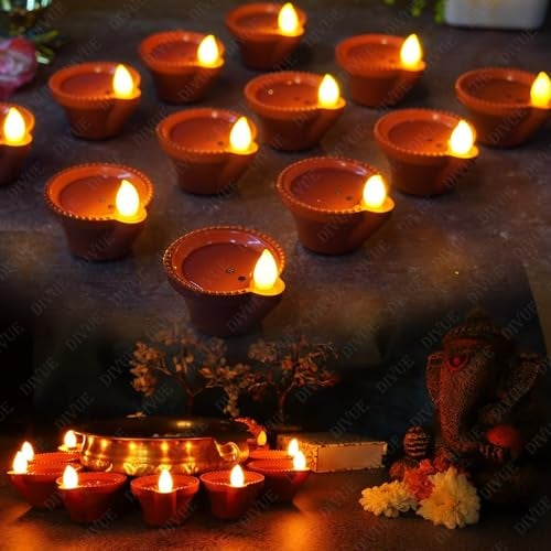 DIVUE Water Sensor Diya Lights Electric Flameless & Smokeless LED Diyas | Eco-Friendly Led Diyas Candle E-Diya Warm Ambient Lights for Home Decor, Diwali Festivals Decoration, Christmas New Year - Image 3