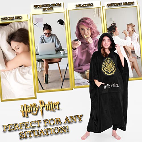 Harry Potter Oversized Blanket Hoodie for Women Men and Teens, Fleece Wearable Blanket (Black Long) - Image 5
