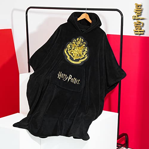 Harry Potter Oversized Blanket Hoodie for Women Men and Teens, Fleece Wearable Blanket (Black Long) - Image 2