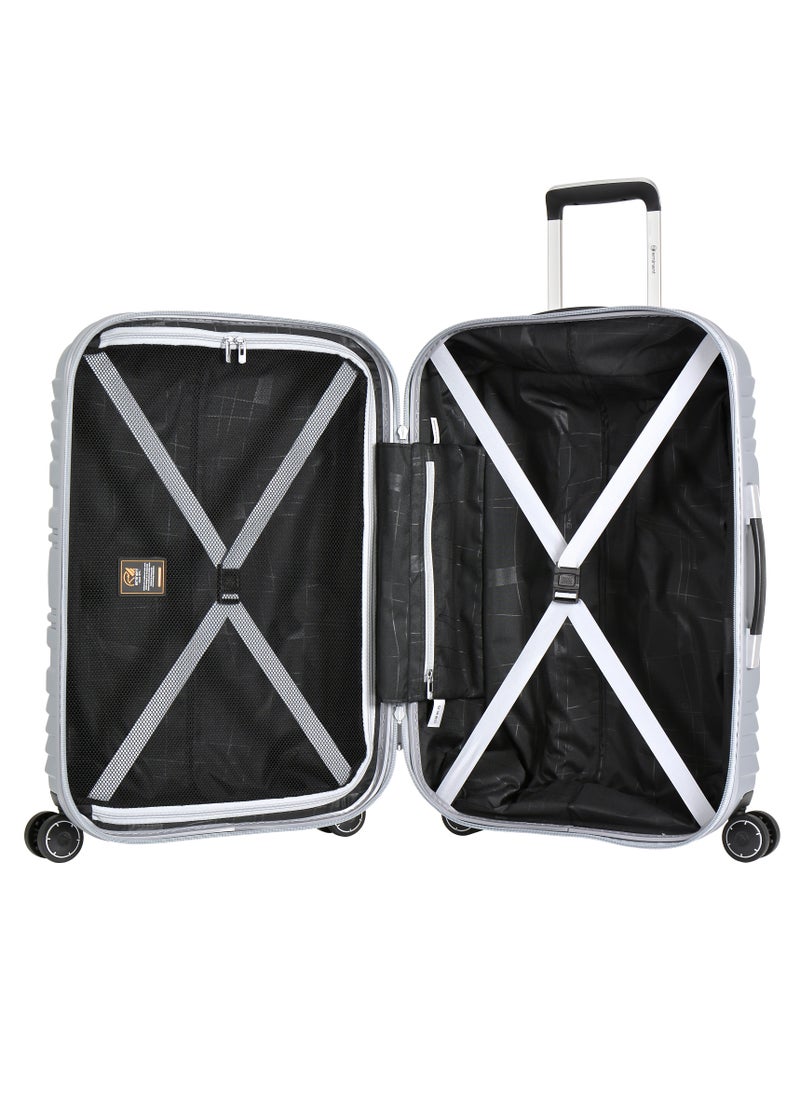 eminent Hard Case Luggage Trolley TPO Lightweight Suitcase 4 Quiet Double Spinner Wheels with TSA Lock KH16 Light Silver  - Image 5