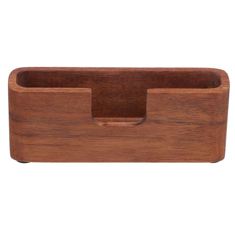 Wooden Business Card Holder Box Organizer Coffee Color Desk Storage Display Case - Image 2