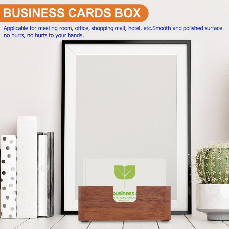 Wooden Business Card Holder Box Organizer Coffee Color Desk Storage Display Case - Image 4