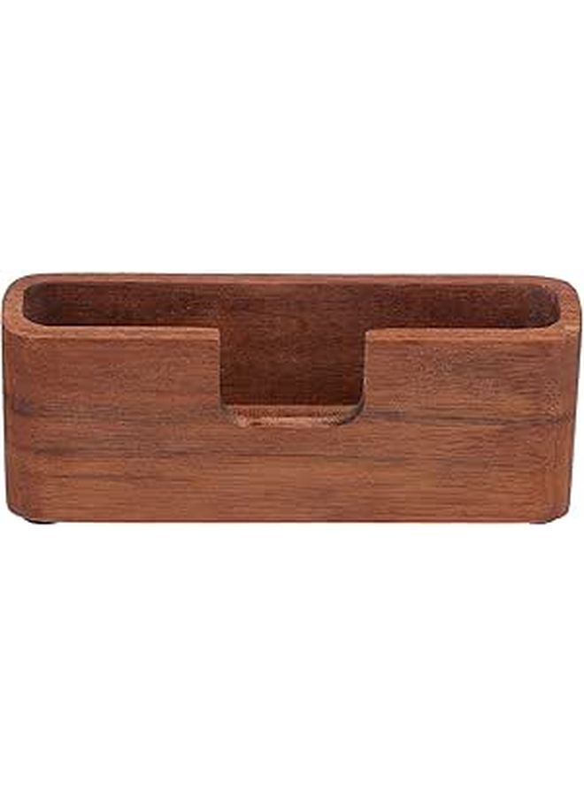 Wooden Business Card Holder Box Organizer Coffee Color Desk Storage Display Case - Image 1