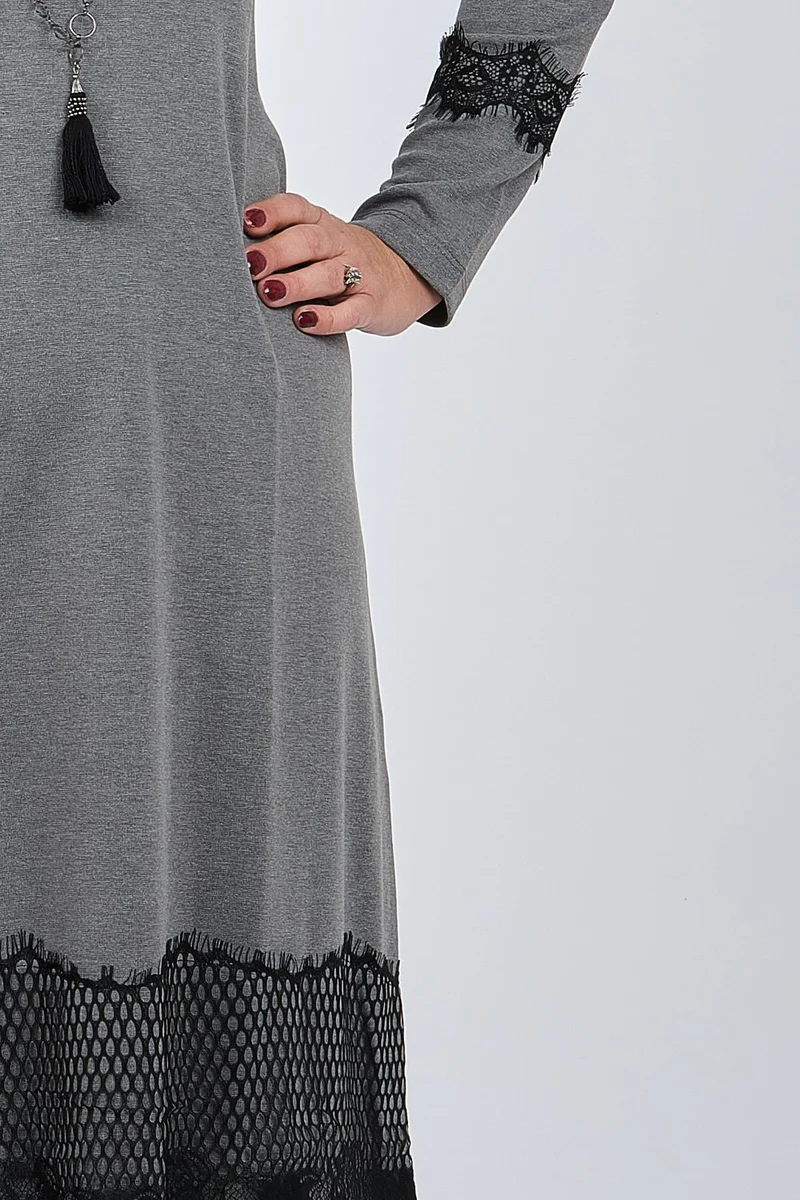 ديسين تريكو Pattern Knitwear Ced Women's Lace Detail Accessory Dress 47220585 Gray