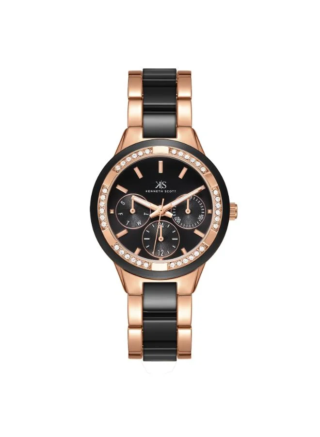 KENNETH SCOTT Women's Alloy and Acetate Plastic Multi Function Watch K24604-RCBB - 10.3 mm