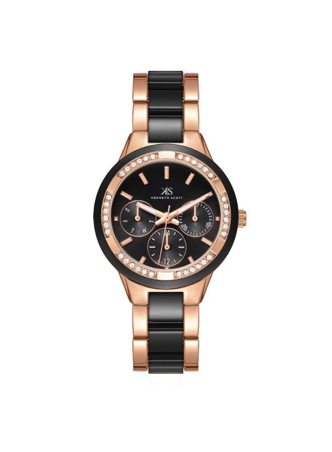 كينيث سكوت ساعة نسائية متعددة الوظائف من خليط معدني وأسيتات بلاستيك - - . مم - Image 1