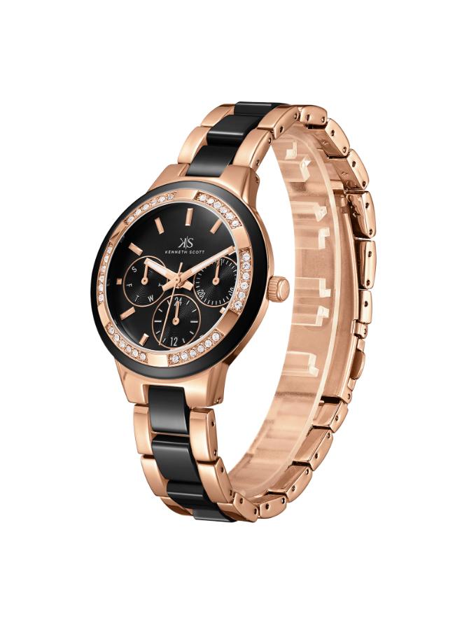 كينيث سكوت ساعة نسائية متعددة الوظائف من خليط معدني وأسيتات بلاستيك - - . مم - Image 2