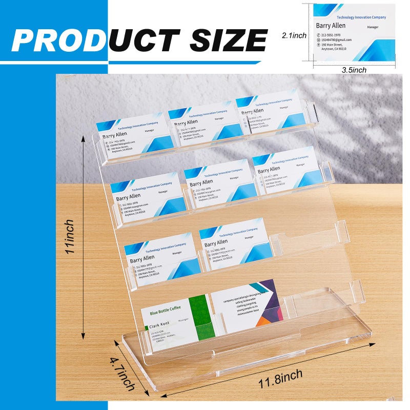 Dunzoom Business Card Holder for Desk 12 Slots Clear Gift Card Display Acrylic Business Holder Display Stand Multiple Organizer for Office Meeting Exhibition Home - Image 2