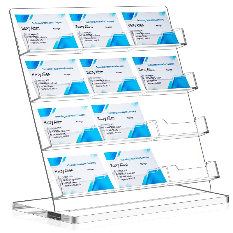 Dunzoom Business Card Holder for Desk 12 Slots Clear Gift Card Display Acrylic Business Holder Display Stand Multiple Organizer for Office Meeting Exhibition Home - Image 1