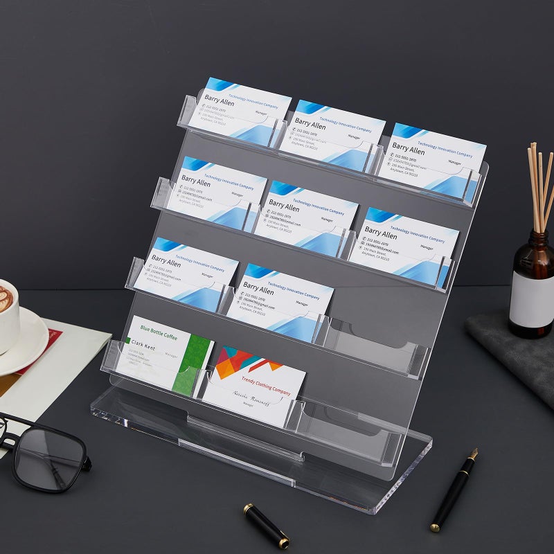 Dunzoom Business Card Holder for Desk 12 Slots Clear Gift Card Display Acrylic Business Holder Display Stand Multiple Organizer for Office Meeting Exhibition Home - Image 5