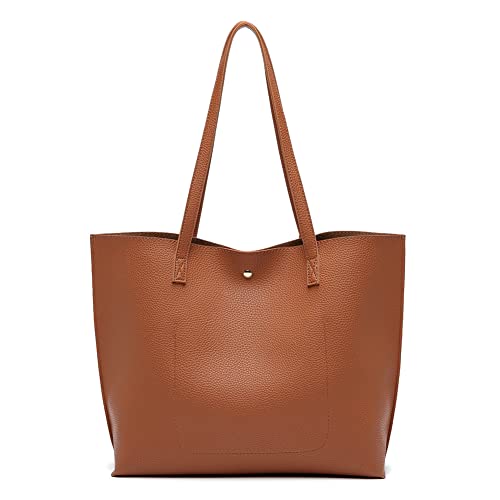 Dreubea Women's Soft Faux Leather Tote Shoulder Bag from, Big Capacity Tassel Handbag Russet - Image 3