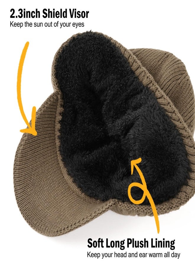 Wmcaps قبعة شتوية من Wmcaps بحافة وأغطية للأذنين، قبعة صوفية دافئة مبطنة بالصوف للرجال والنساء، لون أخضر عسكري، مقاس واحد - Image 3