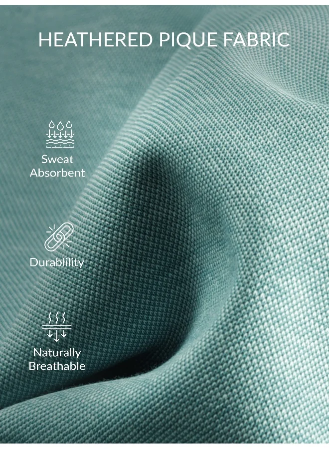 بيونغ Mint Blue Melange Texture Regular Fit Solid Polo Tshirt