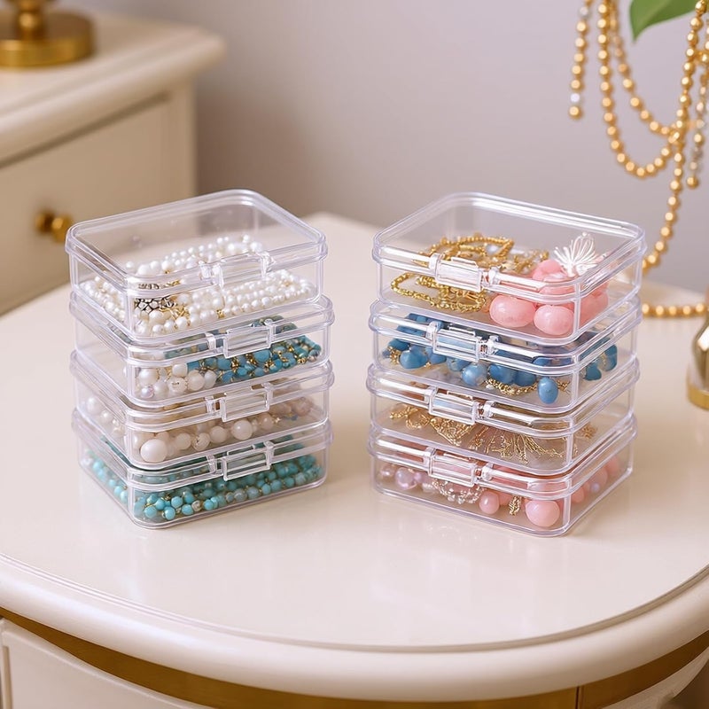 Thintinick 96 Pack Rectangular Clear Plastic Storage Containers | Mixed Sizes, Hinged Lid, For Beads and Small Craft Items - Image 3