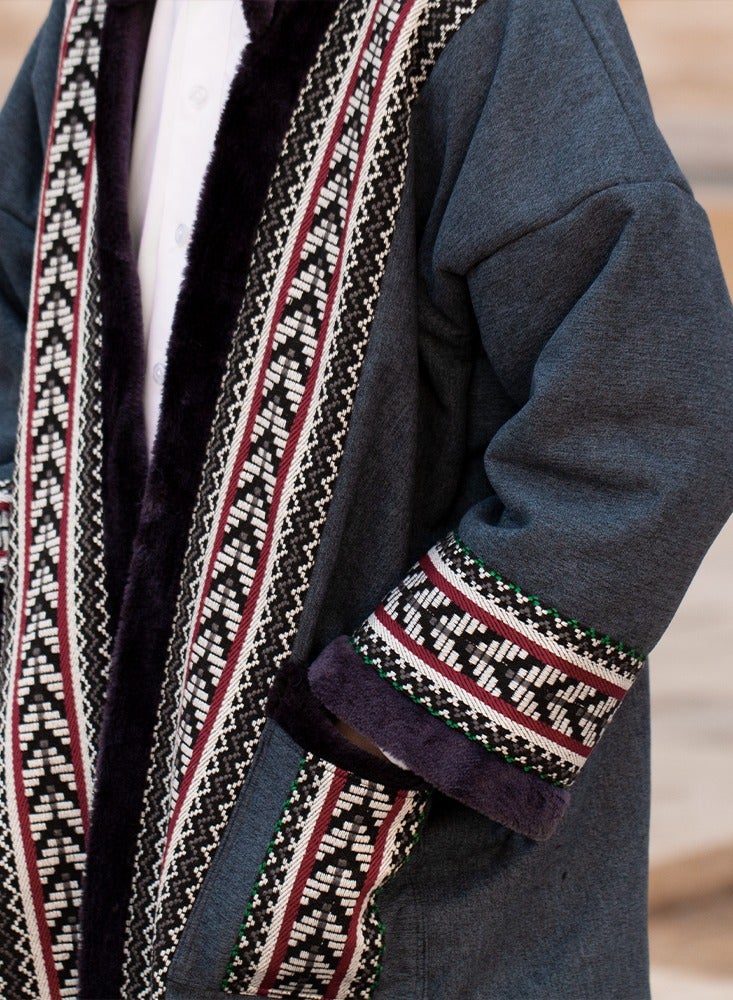 RS Natural farwa coat in plain plumbic color - Image 3