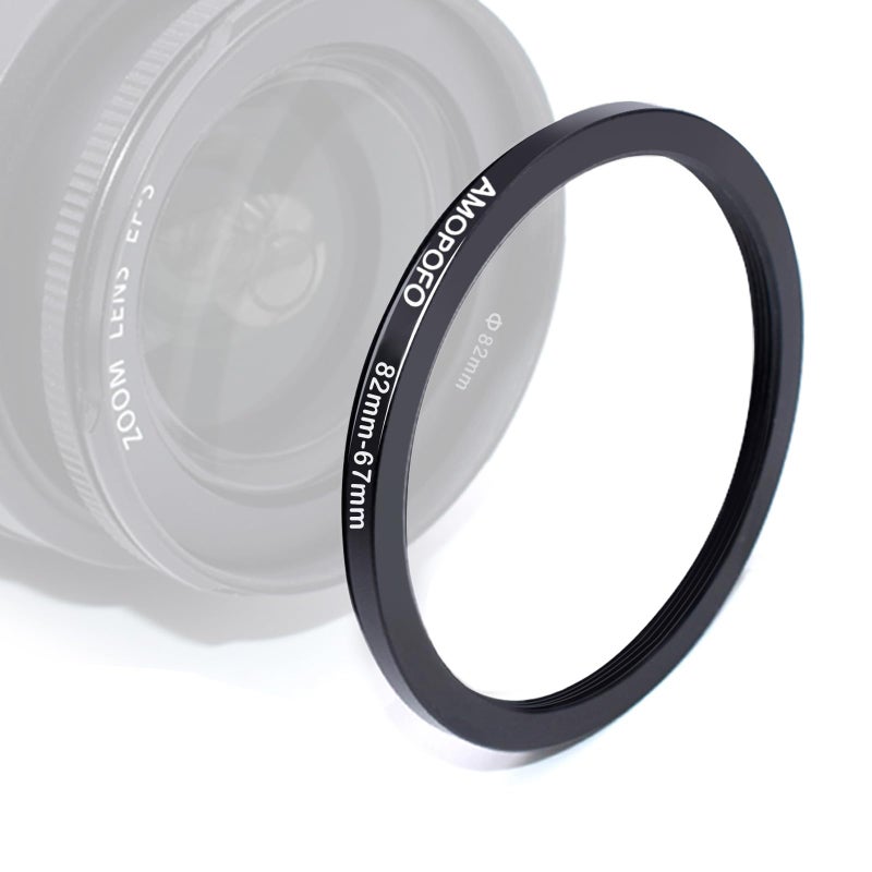 Amopofo 82mm to 67mm /82mm-67mm Step-Down Ring Filter Adapter for All Brands UV,ND,CPL,Metal Step-Down Ring Adapter - Image 2