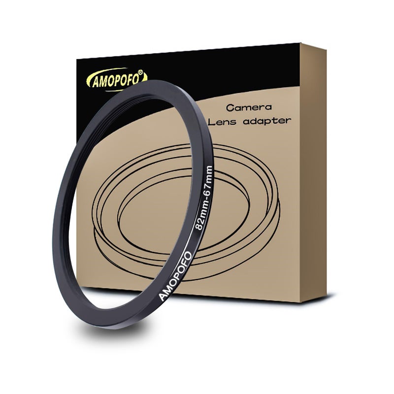 Amopofo 82mm to 67mm /82mm-67mm Step-Down Ring Filter Adapter for All Brands UV,ND,CPL,Metal Step-Down Ring Adapter - Image 1