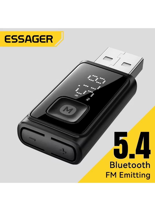 Essager Bluetooth 5.4 Car Adapter Wireless FM Transmitter with Auto On Off Hands-Free Call Hi-Fi Music Audio Receiver for Cars - Image 1