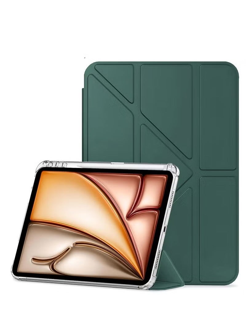 TIGER Apple iPad Air 2025 (7th Generation) 13″ M3 Case – Symmetry 360™ Smart Folio Cover with Auto Wake/Sleep, Premium Leather‑Texture Front, Clear Transparent Back, Built‑in Apple Pencil Holder – Dark Green Protective Slim Shell - Image 2