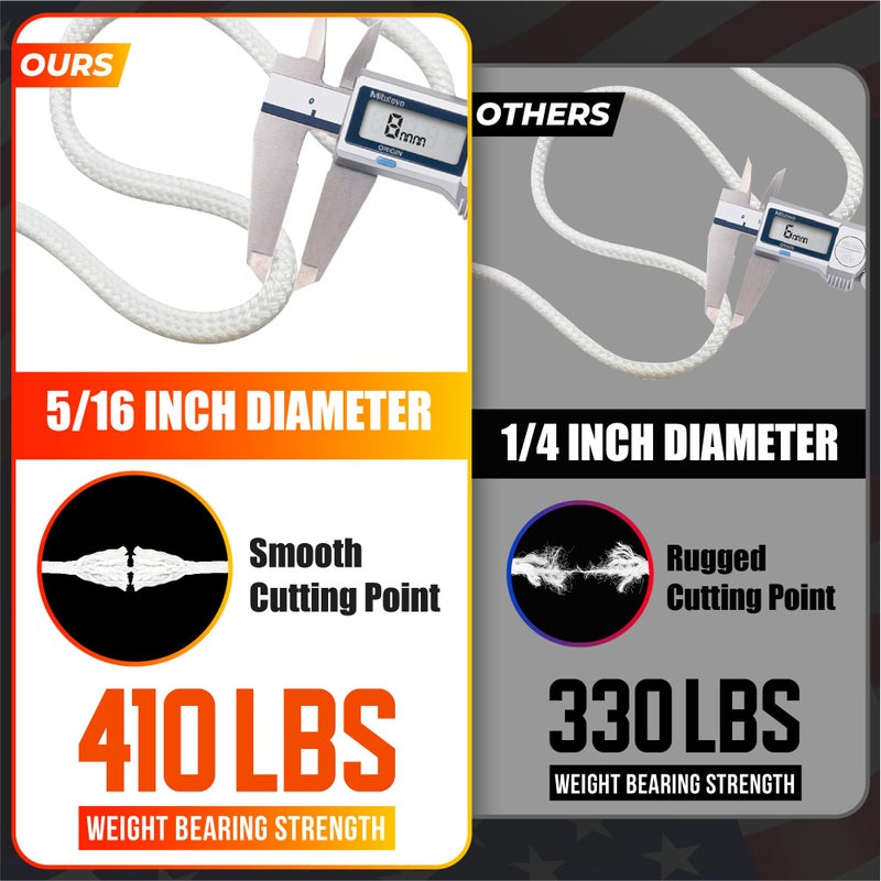 PAMAZY [Upgraded] 5/16â€ 100Ft Flagpole Rope Kit with 4 Pcs 3.3â€ Swivel Snap Hook - High Weight Bearing Anti-Tearing Utility Rope with Durable ZinC Alloy Swivel Hooks - Flag Pole Accessories Replacement Kit - Image 3