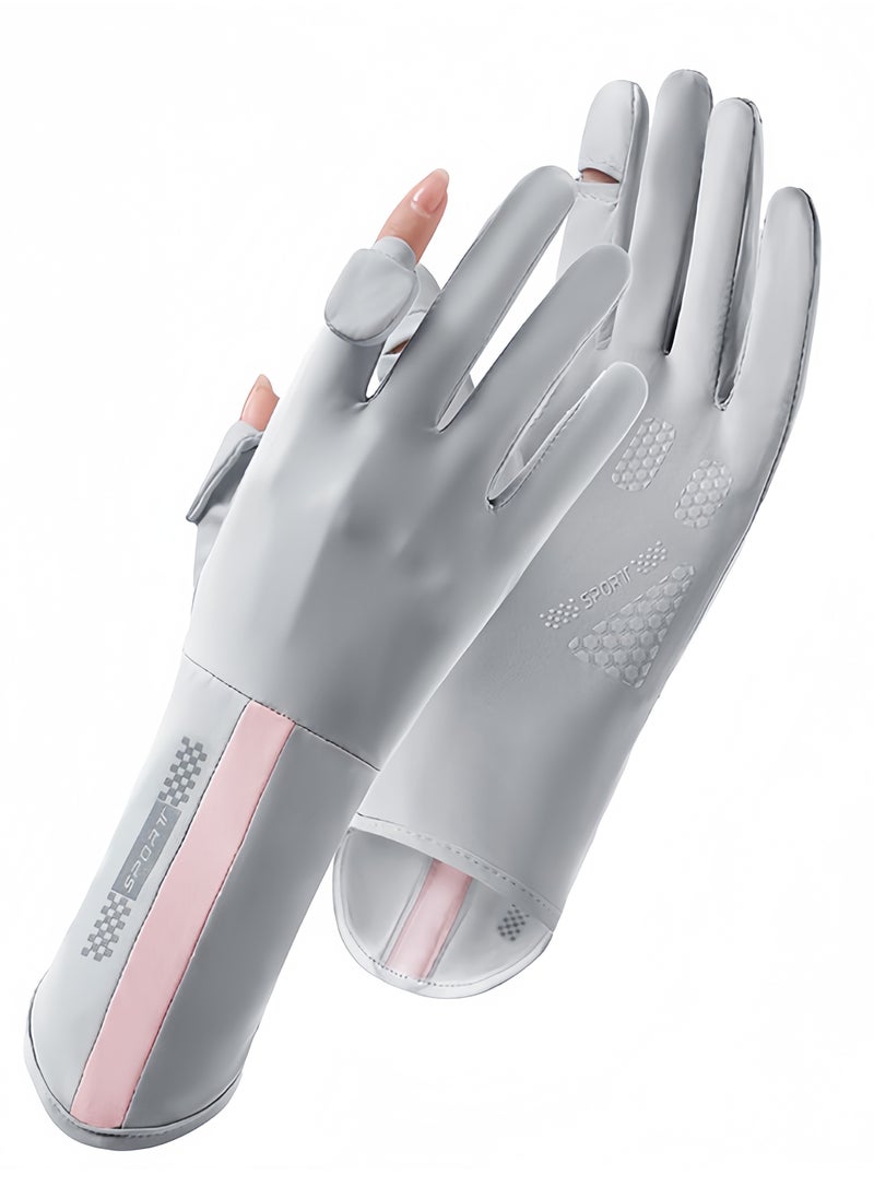 Generic Women's Sun Protective Gloves- UPF 50+ UV Sun Protection,Women's Gloves Quick Dry Anti Slip Driving Gloves,Touch Screen Gloves for Cycling Riding Outdoor Sports,Grey  - Image 1