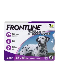 Frontline Plus Flea And Tick Treatment For Large Dogs Up To 45 To 88 Lbs. 3 Treatments  - Image 1