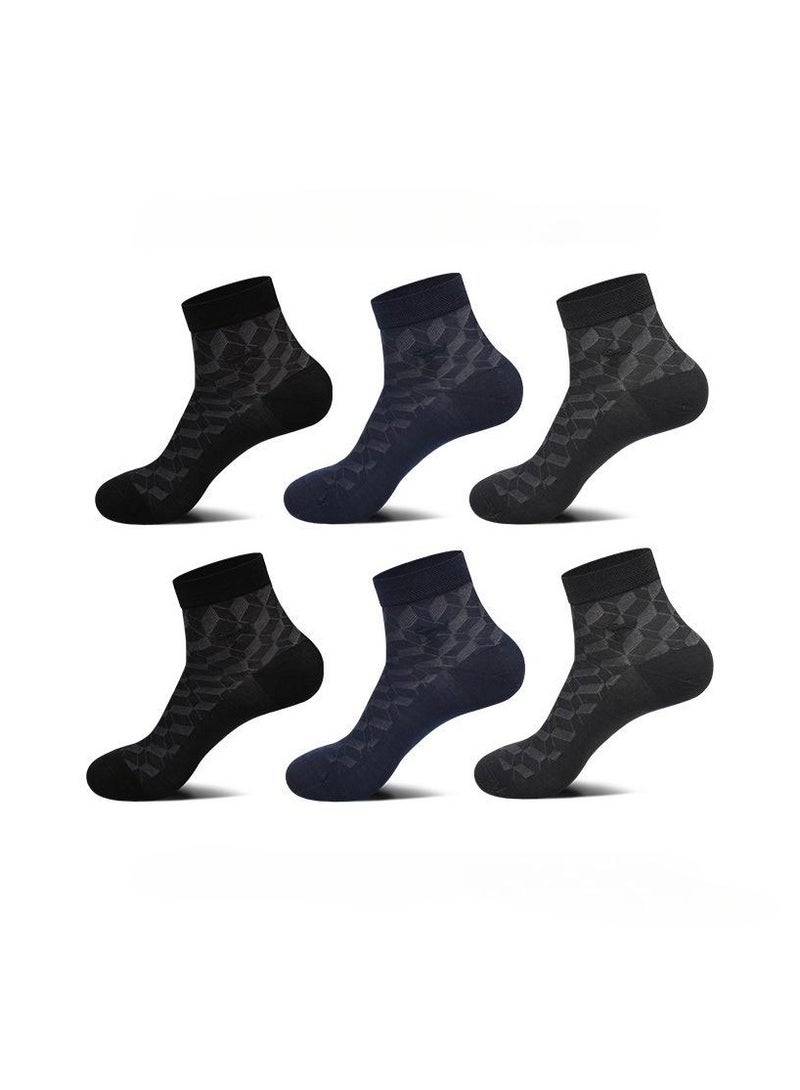 6 Pairs Of Boxed Men's Casual Breathable Business Style Mid Length Socks  - Image 2