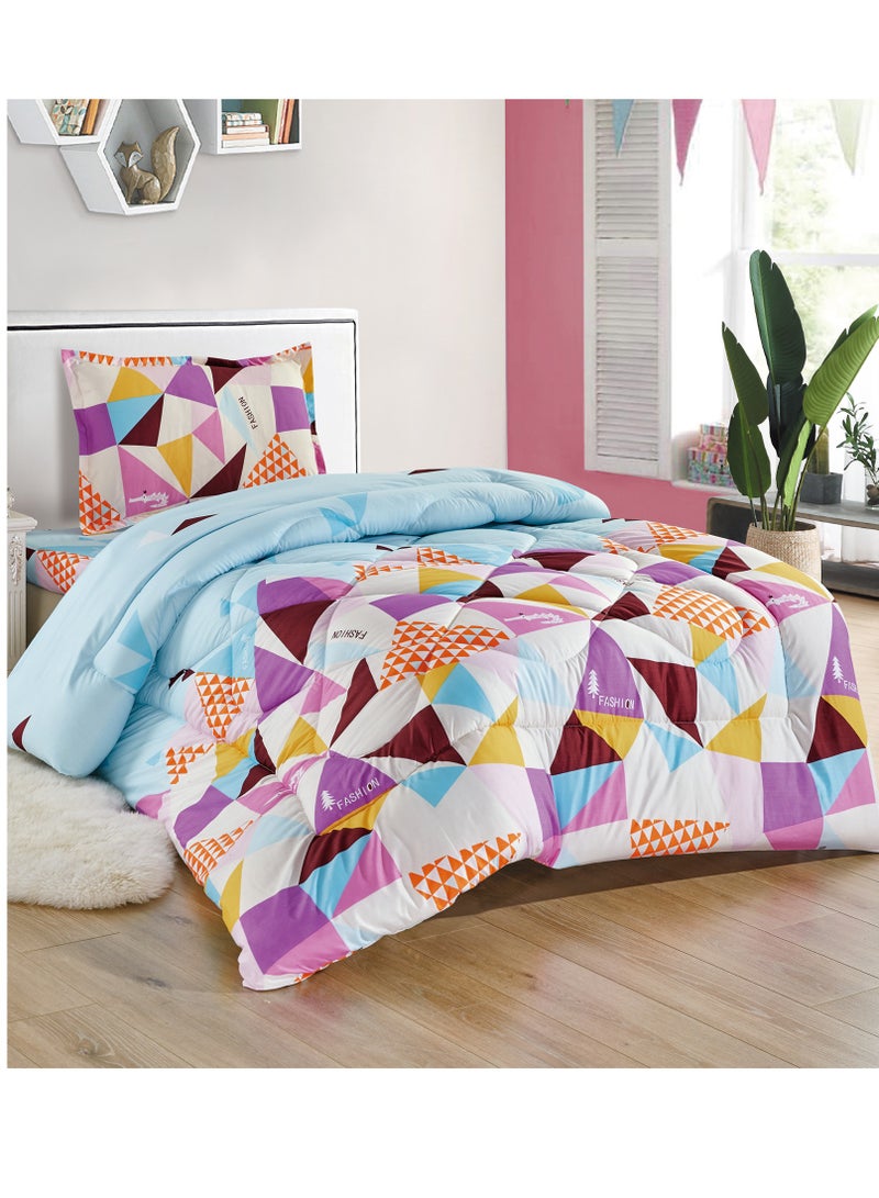 Sleep night 3-Piece kids Medium Filling Comforter set Reversible Bed Set Single Size 160x210 cm for Boys & Girls - Image 1