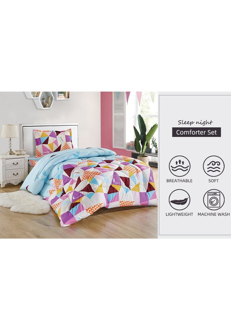 Sleep night 3-Piece kids Medium Filling Comforter set Reversible Bed Set Single Size 160x210 cm for Boys & Girls - Image 2