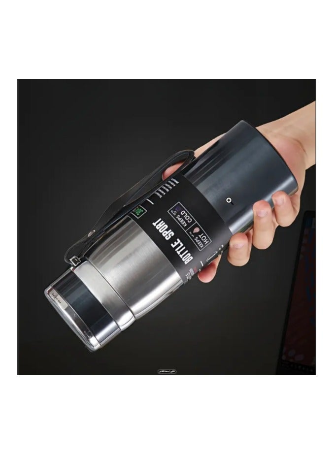 BB 316 Stainless Steel Insulated Liquid Bottle with Carabiner Lock, 800ml Capacity, Leakproof, BPA Free for Travel, Home, Kitchen and Outdoor Sports - Multiple Colors - Image 2