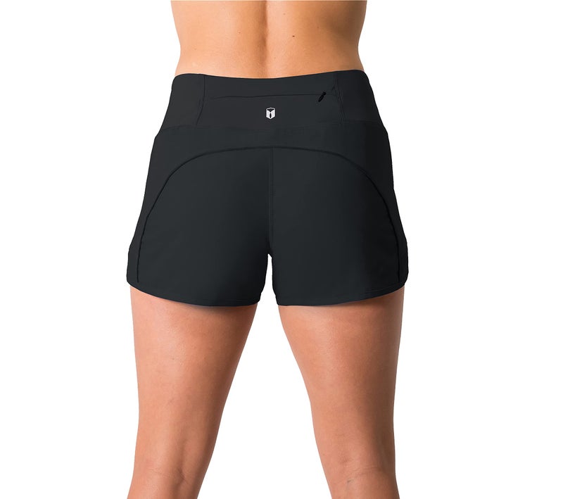 Tough Mode Womens 3" Lightweight Running WOD Volleyball Shorts Workout Mesh Liner Zip Pocket Black - Image 4