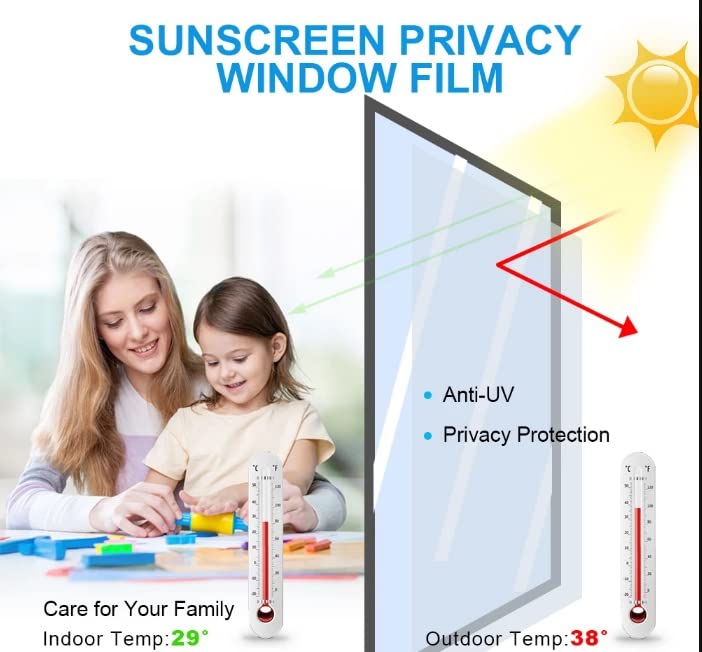 Sun Bird Sun Protection Window Film One Way Mirror Reflective Solar Tint Pravicy Anti-UV Self-Adhesive Glass Building Color (50cm X 500cm, Blue Window Film) - Image 5