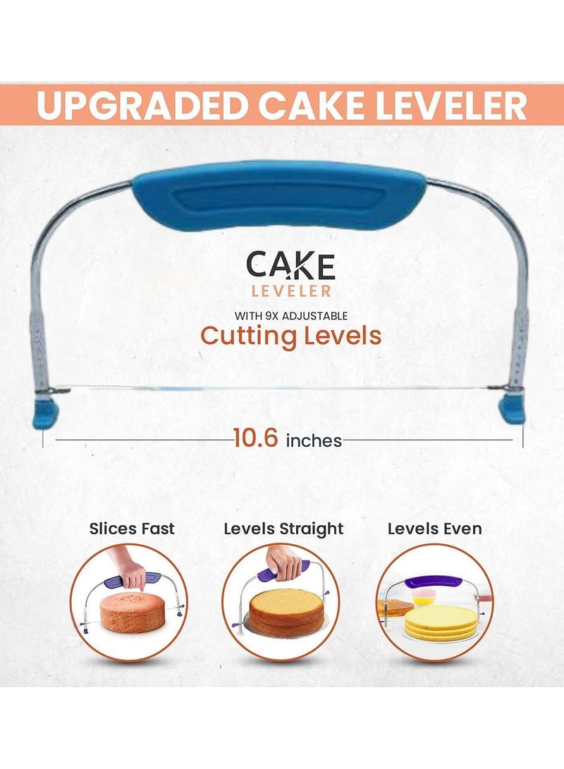 35PCs Cake Turntable and Leveler-Rotating Cake Stand with Non Slip pad-7 Icing Tips and 20 Bags-Straight & Offset Spatula-3 Sc Set-Baking Tools(Blue)  - Image 3